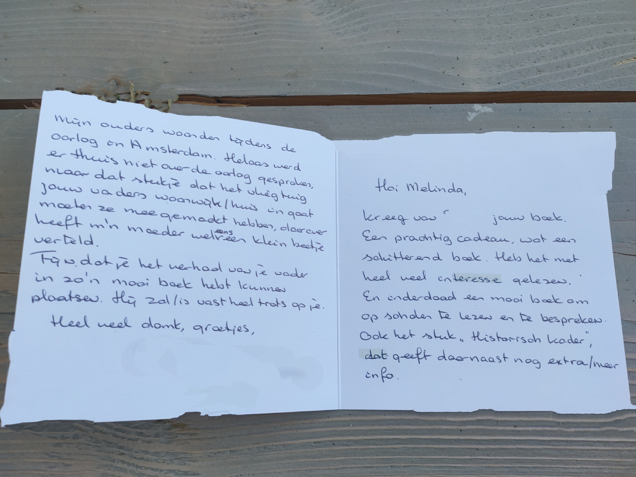 Bedankbrief Verraad Mij Niet